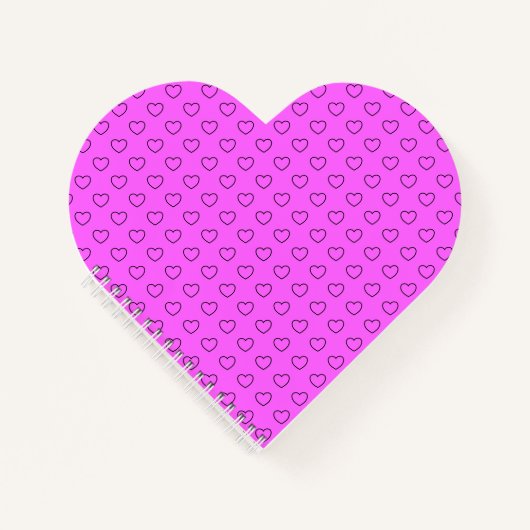 Carnet Coeurs Noirs En Forme De Coeur Rose (Devant)