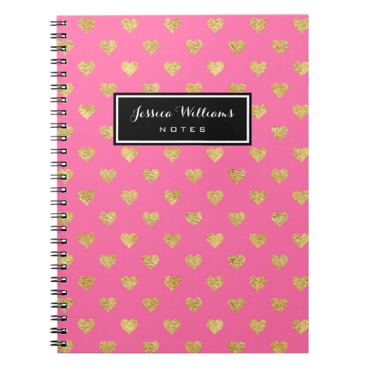 Carnet Coeurs parties scintillant or (Devant)