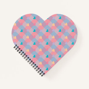 Carnet Cœurs pastel à motif damier – Joli motif transpare