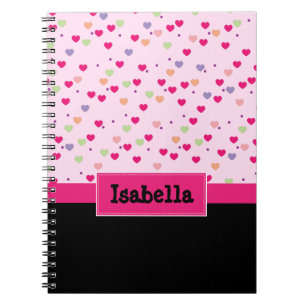 Carnet Cœurs pastel sur personnalisé rose