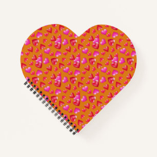 Carnet Coeurs peints rose et rouge sur or Valentine