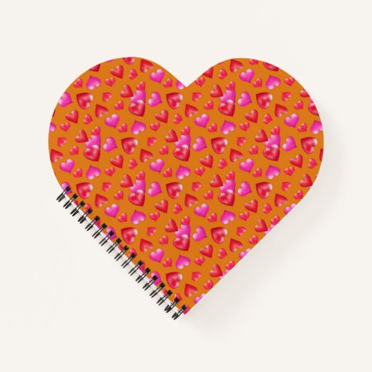Carnet Coeurs peints rose et rouge sur or | Valentine (Devant)