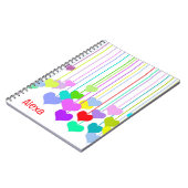 Carnet Coeurs pendants sur blanc avec nom (Côté gauche)