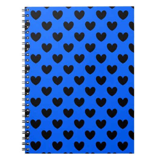 Carnet Coeurs polka noirs sur bleu (Devant)