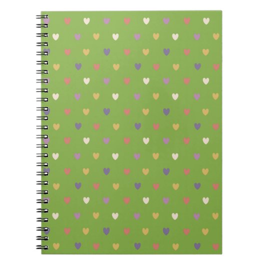 Carnet Coeurs Polka sur vert vert (Devant)