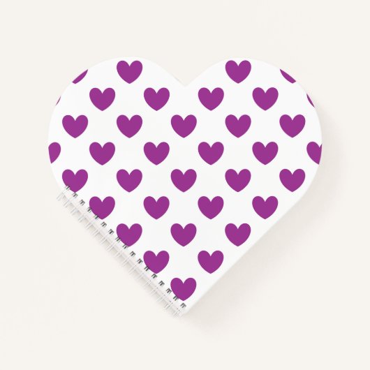 Carnet Coeurs polka violet sur blanc (Devant)