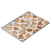 Carnet Cœurs rayés marron crème (Côté gauche)