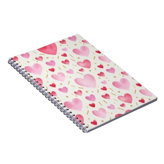 Carnet Cœurs roses aquarelle doux (Côté Droit)