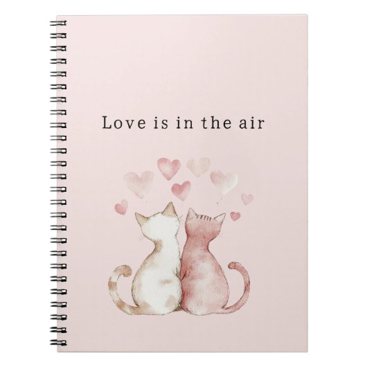 Carnet Cœurs roses chats blancs amour (Devant)