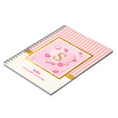 Carnet Cœurs roses élégants, monogramme initial rayures d (Côté gauche)