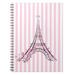 Carnet Cœurs roses et papillons Paris Tour Eiffel