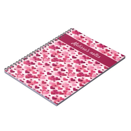 Carnet Coeurs roses Motif Avec Texte Personnalisé (Côté gauche)