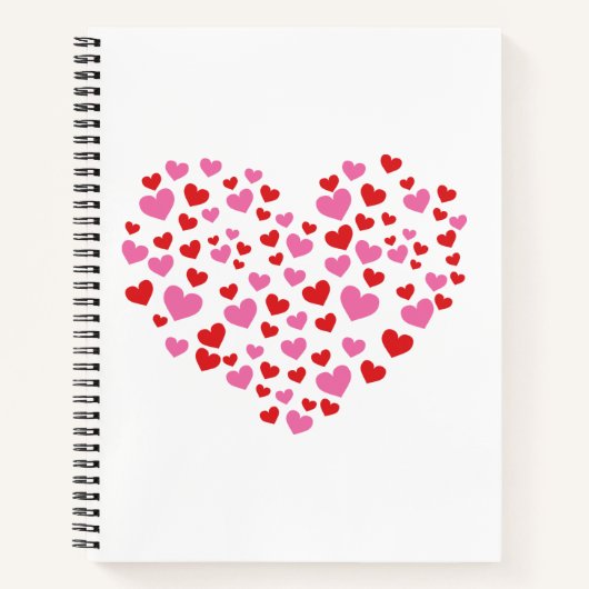 Carnet Coeurs Rouge Et Rose (Devant)