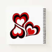 Carnet Coeurs, rouge, noir, blanc, Saint Valentin. (Dos)