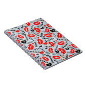 Carnet Coeurs, rouge, noir, empreintes de lèvres, baiser (Côté Droit)