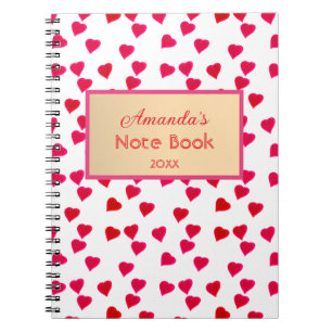 Carnet Coeurs rouge rose mignon Heureuse Sainte-Valentin 