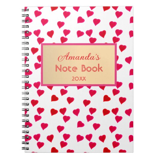 Carnet Coeurs rouge rose mignon Heureuse Sainte-Valentin (Devant)