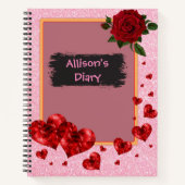 Carnet Coeurs rouges et Parties scintillant Rose (Devant)