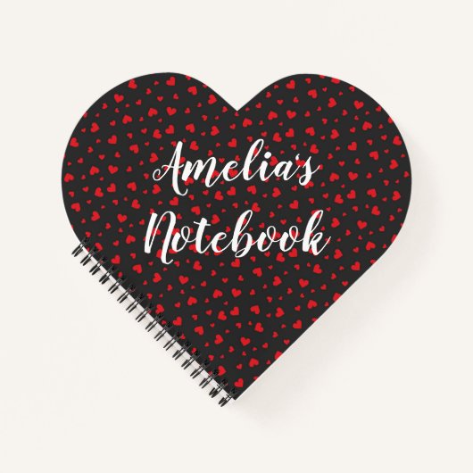 Carnet Coeurs rouges - Noir Coeur en forme de bloc-notes (Devant)