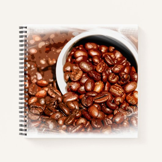 Carnet Coffee Beans White Cup Cool Classic Carré Spiral (Devant)