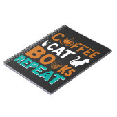 Carnet Coffee Cat Books Répéter, lire et café amoureux (Côté gauche)