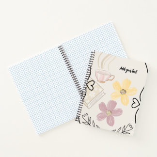 Carnet Coffee & Flowers Spiral Notebook for Book Lovers