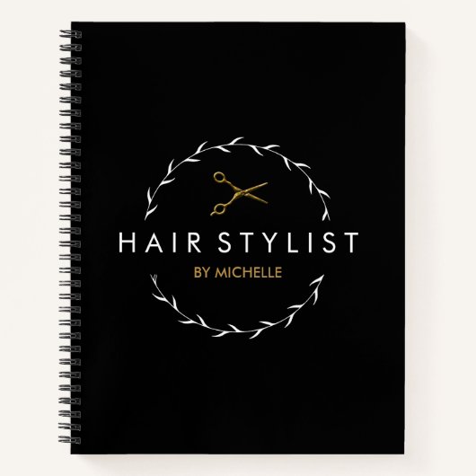 Carnet Coiffeur Or noir moderne (Devant)