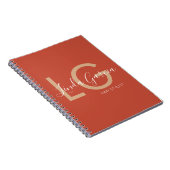 Carnet Coiffeur Orange Brûlé Beige Monogrammé (Côté Droit)