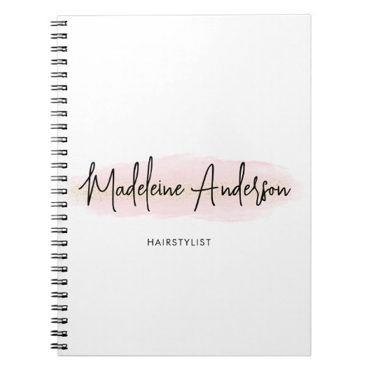 Carnet Coiffeur Paillettes Rose Pâle Chic Élégant Or (Devant)