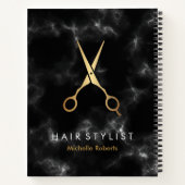 Carnet Coiffeuse en marbre d'or noir personnalisée (Dos)
