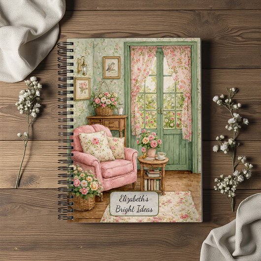 Carnet Coin de lecture shabby chic dans un jardin