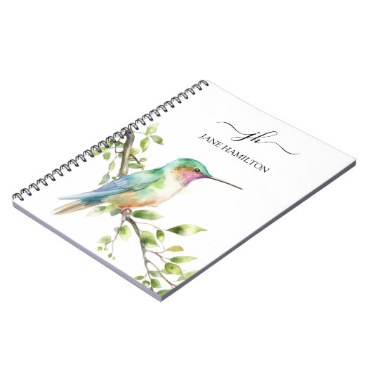 Carnet Colibri de monogramme de script (Côté gauche)