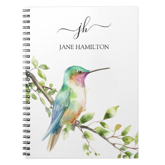 Carnet Colibri de monogramme de script (Devant)