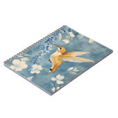 Carnet colibri en vol parmi des fleurs blanches (Côté gauche)