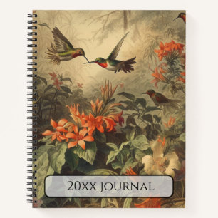Carnet Colibri Naturaliste Antique Art avec Nom Personn