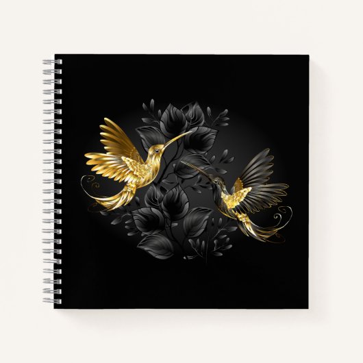 Carnet Colibri noir et or (Devant)