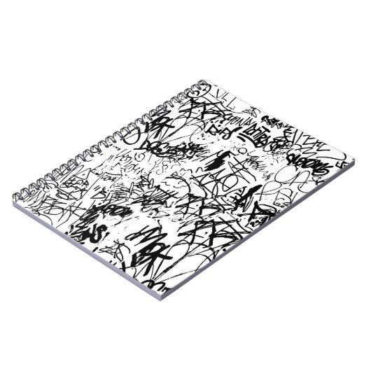 Carnet Collage Abstrait de graffiti noir et blanc (Côté gauche)