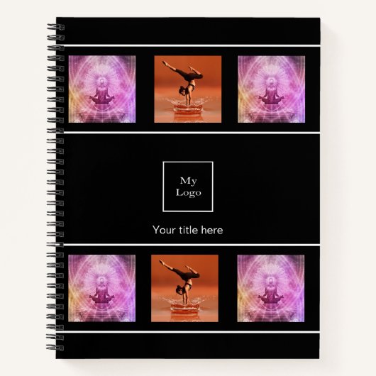 Carnet Collage de logo d'entreprise noir blanc (Devant)