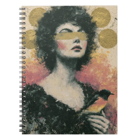 Carnet Collage de médias mixtes Femme et Oiseau (Devant)