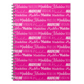 Carnet Collage de nom de filles personnalisé rose chic (Devant)
