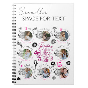 Carnet Collage de photos d'anniversaire de fille avec typ
