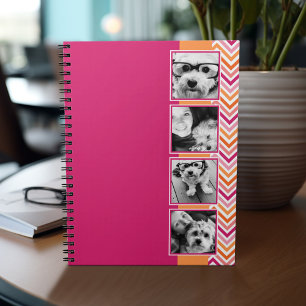 Carnet Collage de photos Instagram rose chaud chevrons or