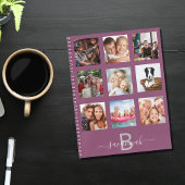 Carnet Collage de photos monogramme moderne violet journa