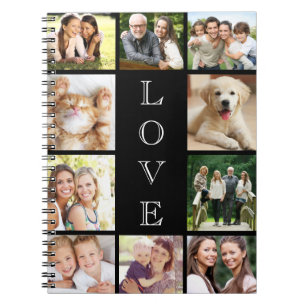 Carnet Collage de photos noir Amour