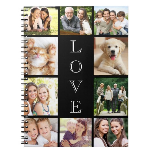 Carnet Collage de photos noir Amour (Devant)