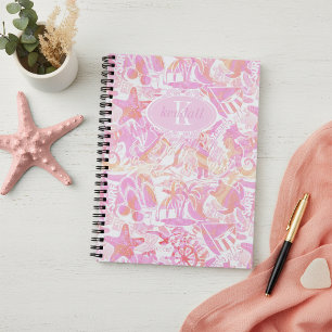 Carnet Collage de plage nautique rose chaud ID840