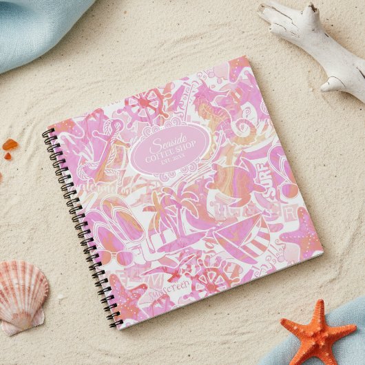 Carnet Collage de plage nautique rose chaud ID840