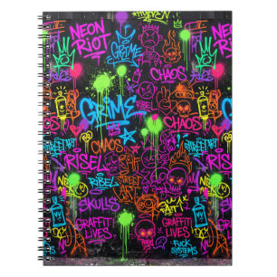 Carnet Collage de street art au néon Graffiti