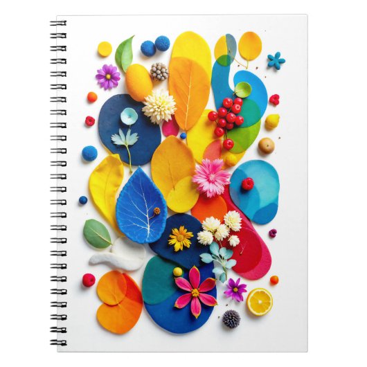 Carnet Collage mixte floral abstrait lumineux (Devant)