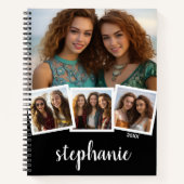 Carnet Collage photo 4 tendance Nom du script noir blanc (Devant)